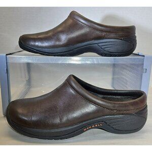 Merrell Women's Encore Nova Dark Brown Smooth Leather Clogs Mules Slip-on Sz 9,5